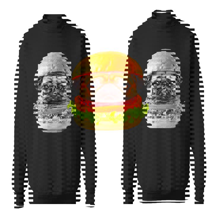 面白いtシャツ パグ 犬 ハンバーガー メンズ 犬好き グッズ かわいい おもしろ 面白い 服 ネタ スウェットシャツ