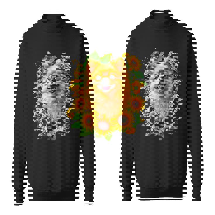 面白いtシャツ ポメラニアン ひまわり わんこ メンズ 犬好き グッズ かわいい おもしろ 面白い 服 ネタ スウェットシャツ