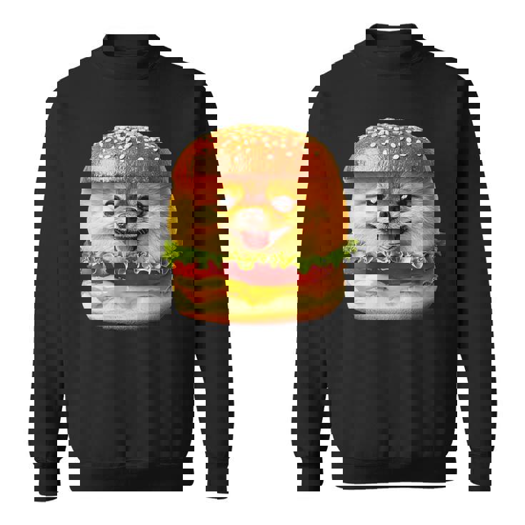 面白いtシャツ ポメラニアン 犬 ハンバーガー メンズ 犬好き グッズ かわいい おもしろ 面白い 服 ネタ スウェットシャツ