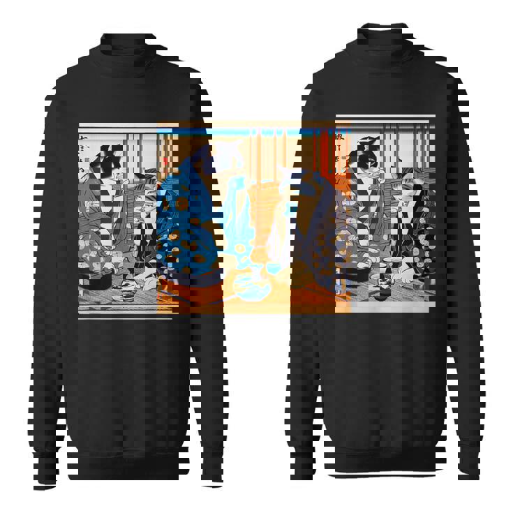 面白いtシャツ 猫 ネコ 酒 メンズ 猫好き グッズ おもしろ 面白い 服 ネタ にゃんこ 猫の下僕 浮世絵 スウェットシャツ