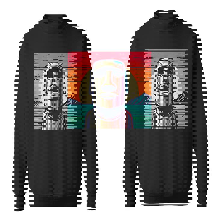 面白いイースター島像 レトロなモアイヘッドラパヌイv3 スウェットシャツ