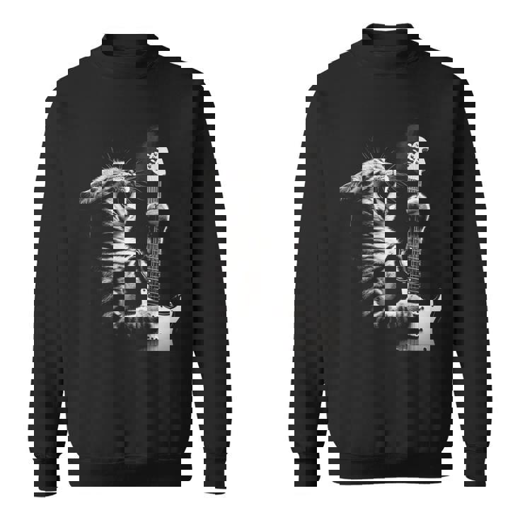 面白いギター 猫 ギターを弾く スウェットシャツ