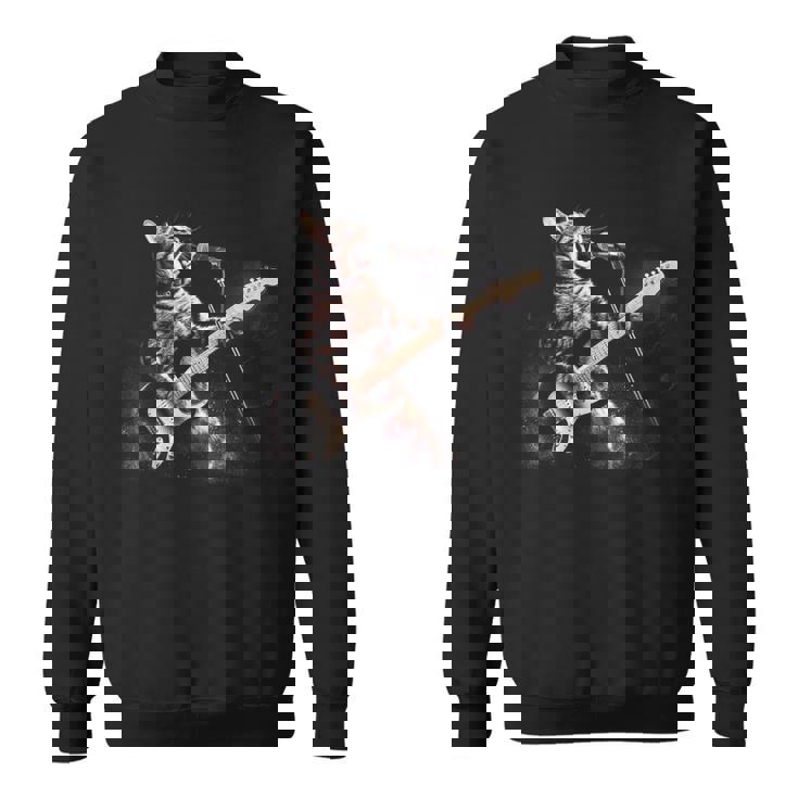 面白いギター猫 エレキギターで遊ぶ ロックスターキャット スウェットシャツ