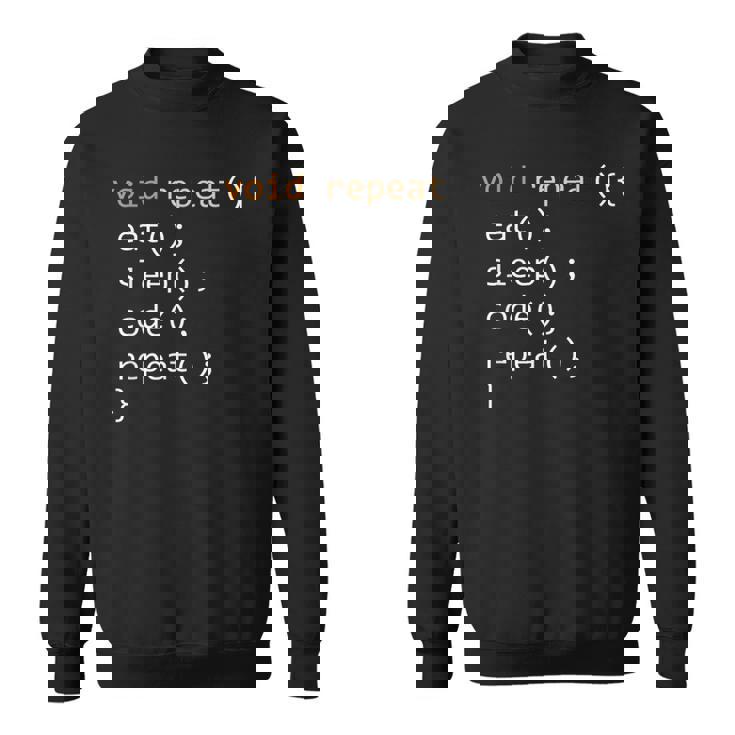 面白いコーディングシャツ Java 再帰 Eat Codeleep Repeat スウェットシャツ