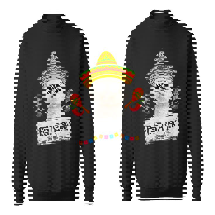 面白いパーティー かわいいビション・フリーゼ ソンブレロ サングラス スウェットシャツ