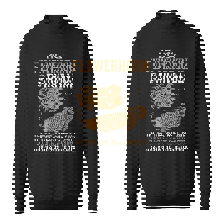 面白いフラワーホーンとアロワナのデザイン 魚族館 スウェットシャツ