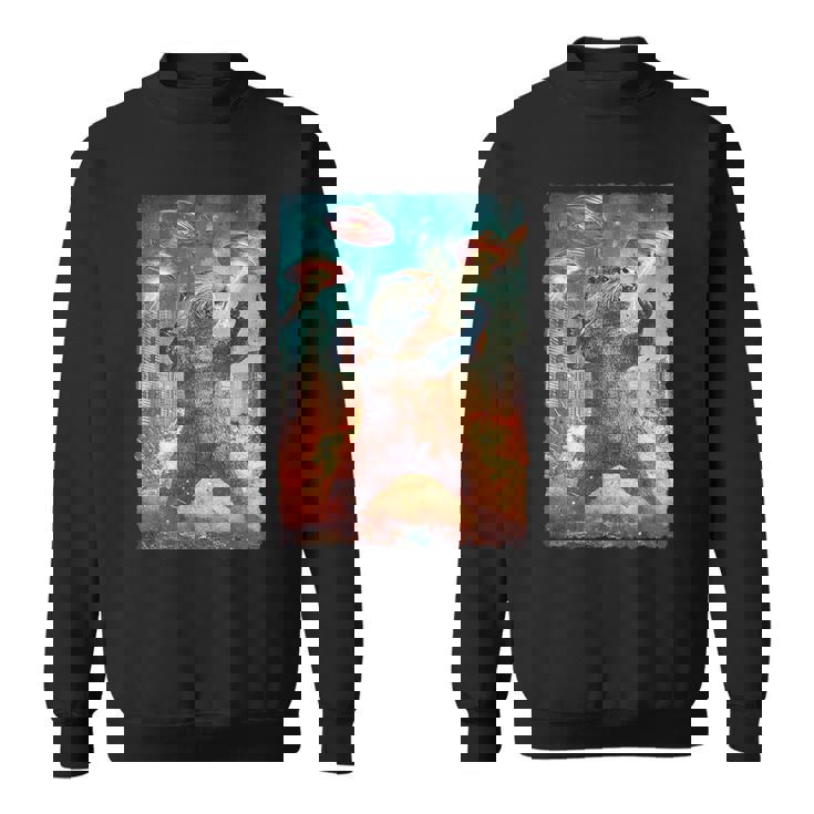 面白いレトロな日本の怪獣モンスターカワウソの自撮り写真東京ufo スウェットシャツ