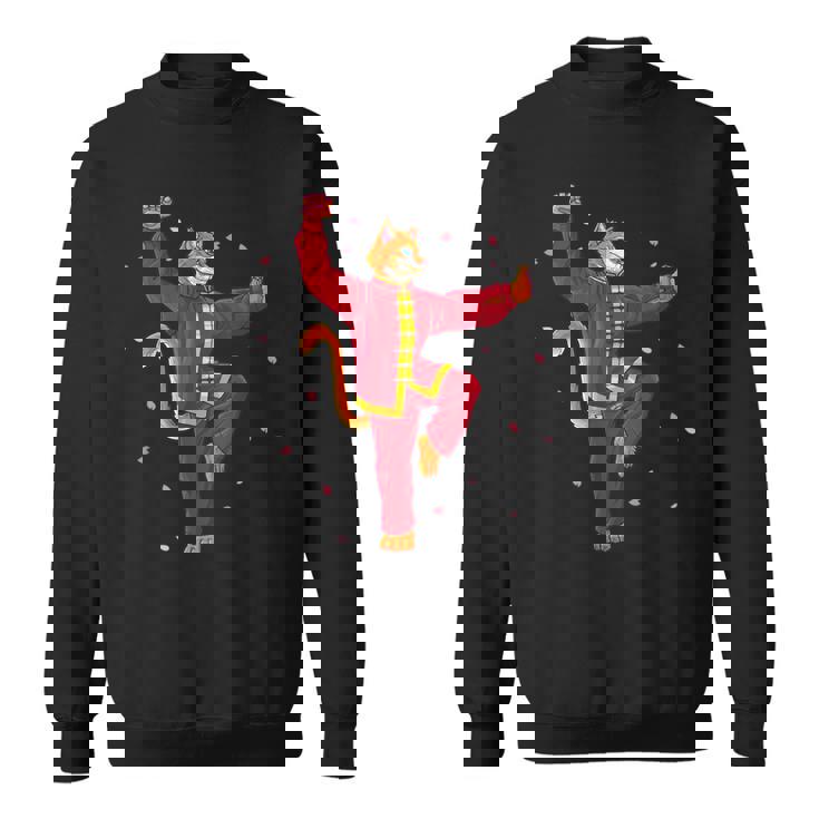 面白い太極拳 猫 武道 ヨガ 瞑想 スウェットシャツ