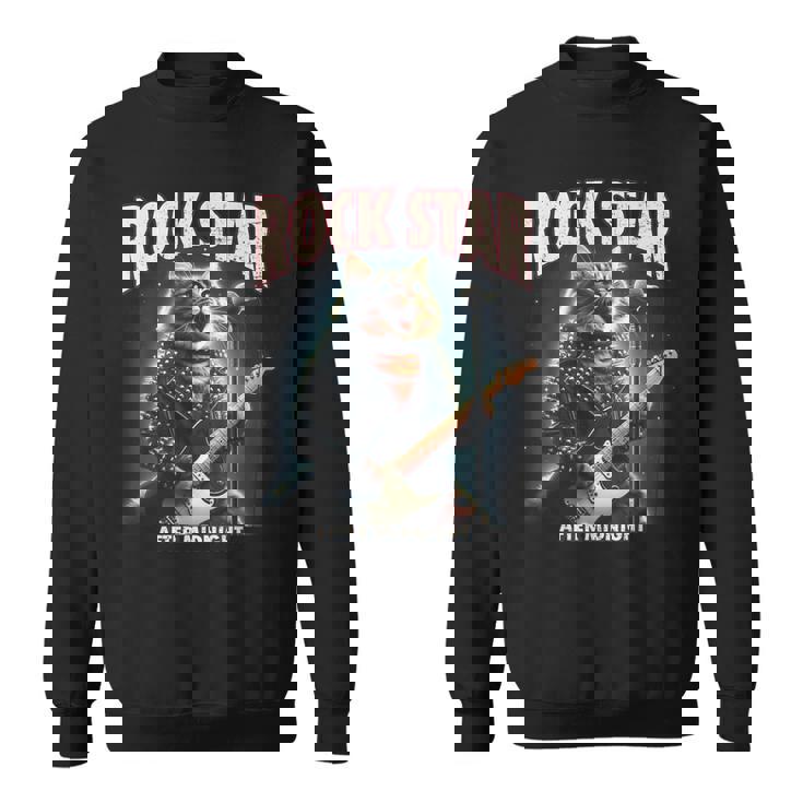 面白い猫 ギタリスト エレクトリックギター ロックスター 猫 スウェットシャツ