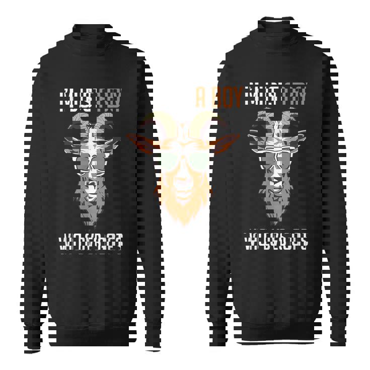 面白い農場の動物 ヤギ好き ただの少年 ヤギが大好きな人 スウェットシャツ