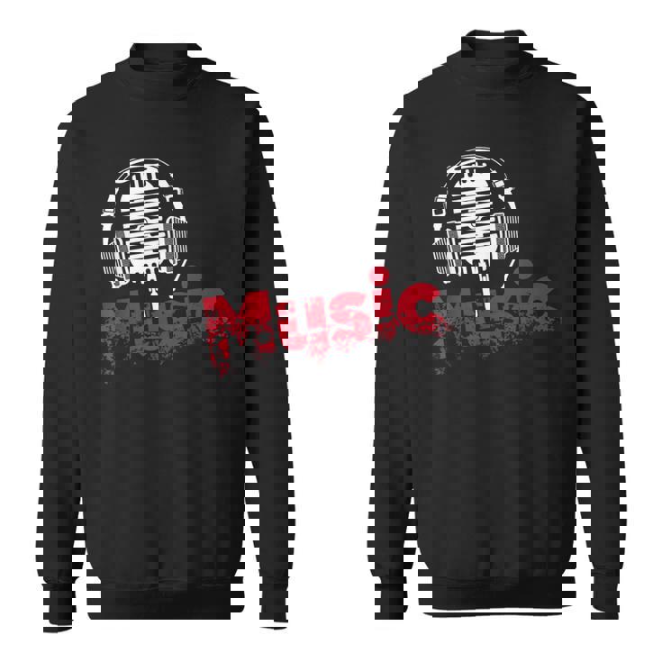 音楽 マイク ヘッドホン 日常 テキスト シンプル レトロ スウェットシャツ