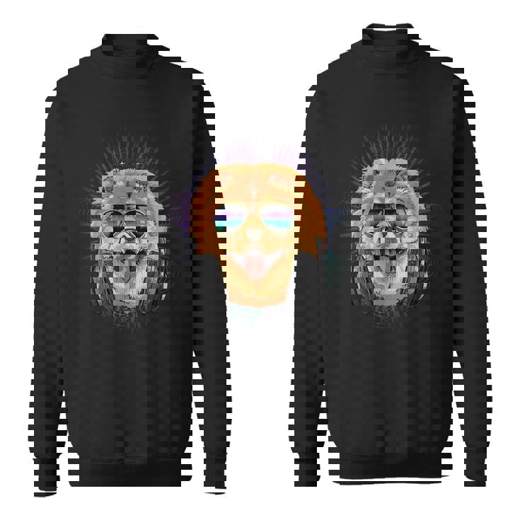 音楽チャウチャウdjヘッドフォン付き 音楽犬愛好家 スウェットシャツ