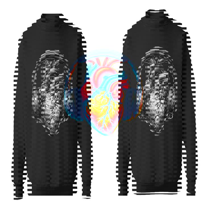 音楽解剖学的ハートとヘッドフォンdjミュージックグラフィック スウェットシャツ