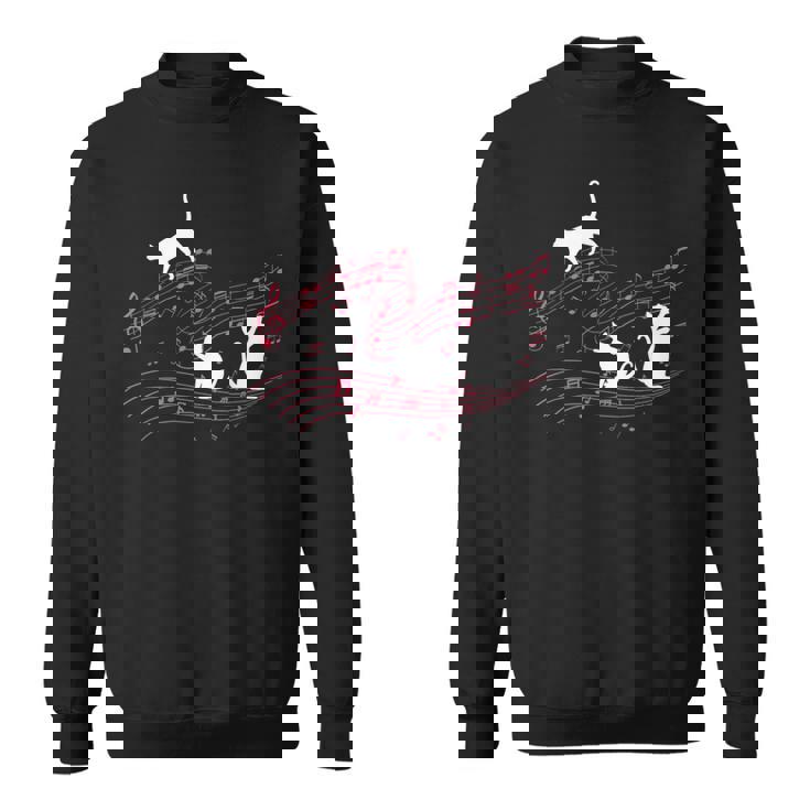 音符で遊ぶ3匹の猫 楽譜 スウェットシャツ