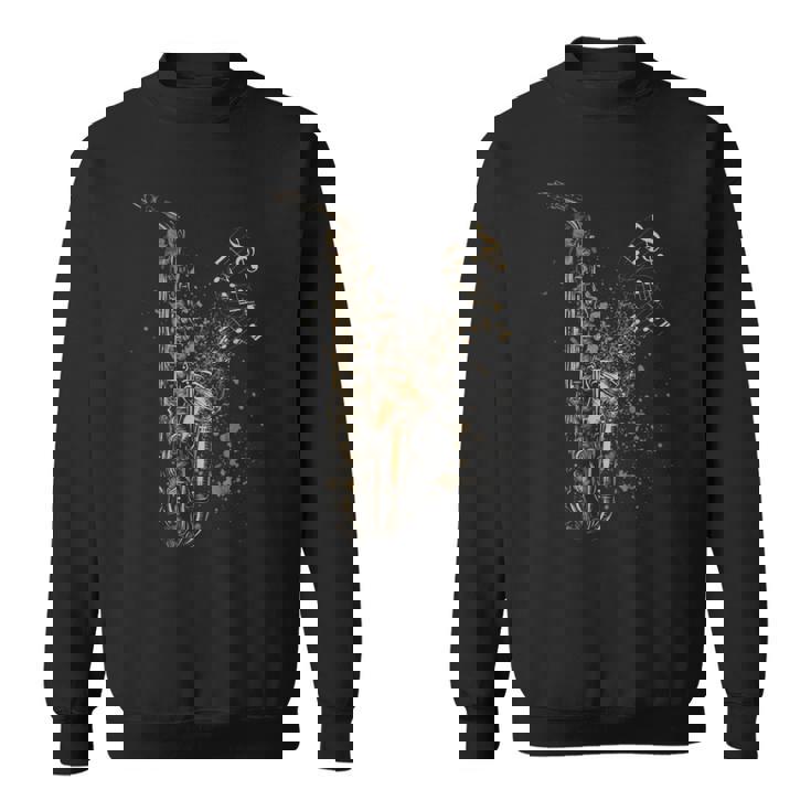 音符サックスプレーヤーとサックスヴィンテージスタイル スウェットシャツ