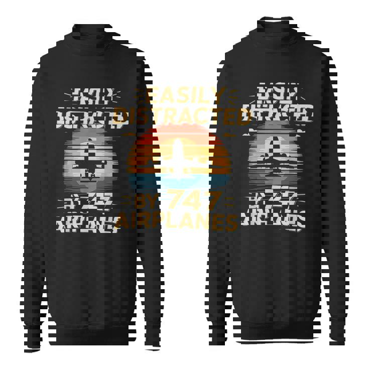 飛行機 簡単 気を取られる 747 飛行機 面白い パイロット スウェットシャツ