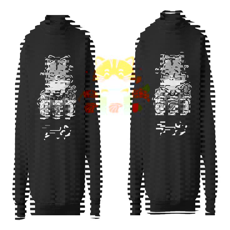 食べ物好きのためのかわいい日本のかわいい猫寿司 スウェットシャツ