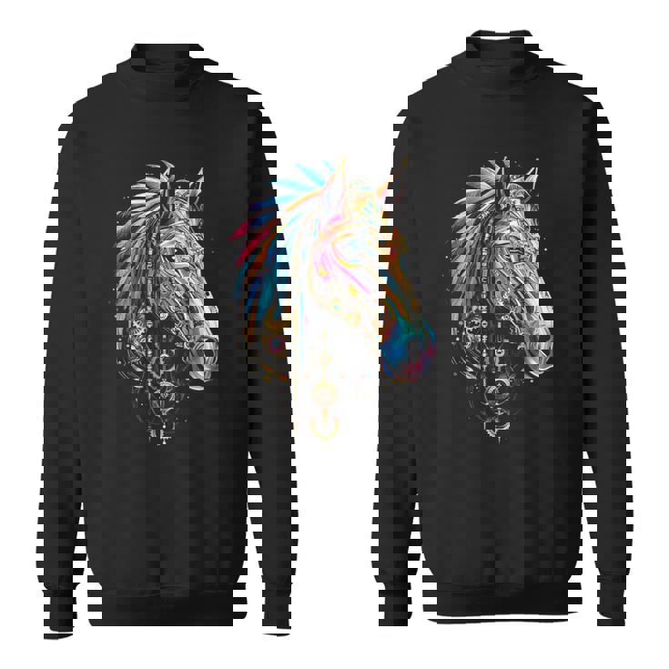 馬 動物 モチーフ イラスト 馬 スウェットシャツ