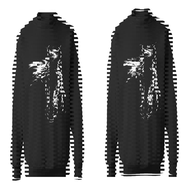 馬好きのためのエレガントな馬のシルエットのグラフィックアートデザイン。 スウェットシャツ