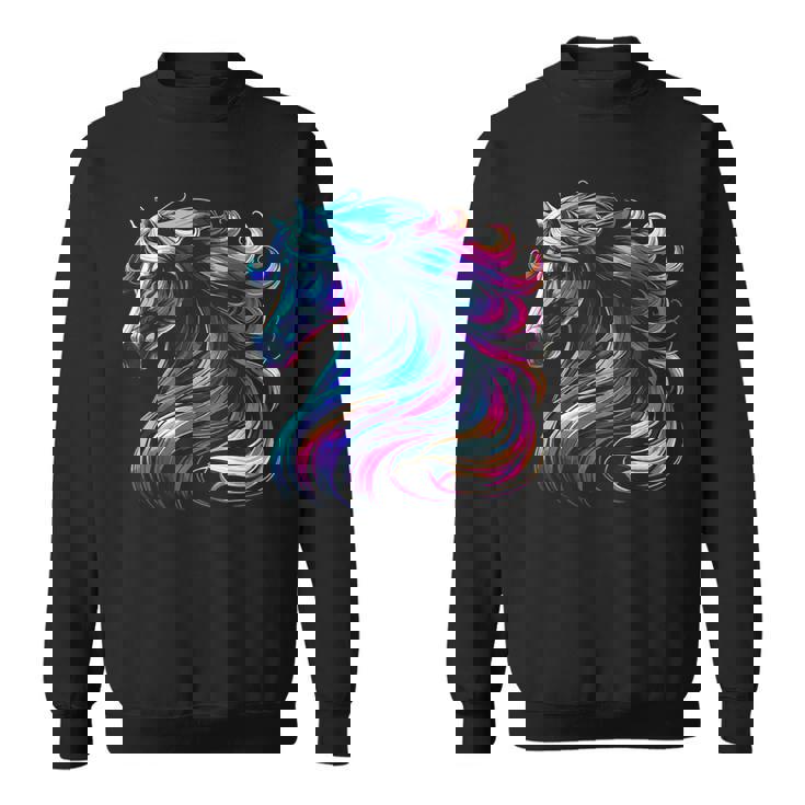 馬愛好家のための鮮やかな馬のファンタジー スウェットシャツ