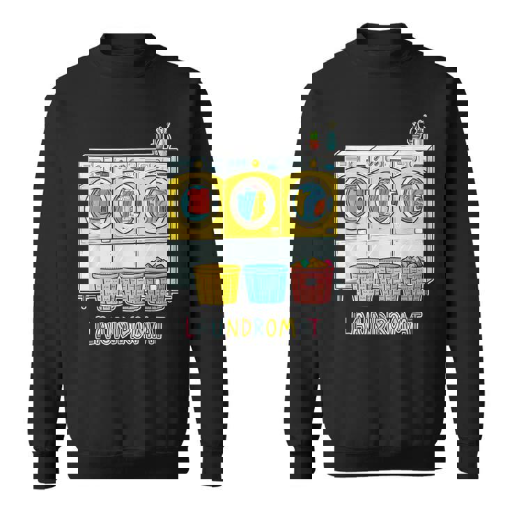 鮮やかでカラフルなコインランドリーテーマ カジュアル スウェットシャツ