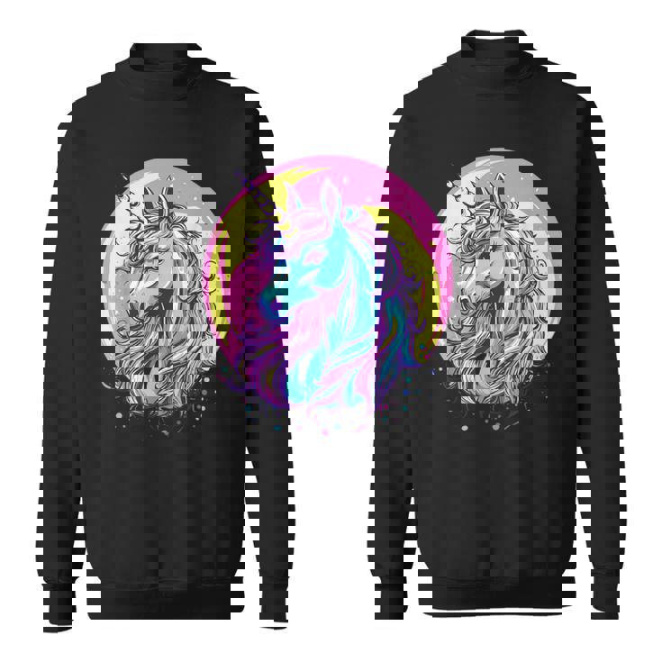 鮮やかなユニコーン マジック ファンタジー ムーンライト スウェットシャツ