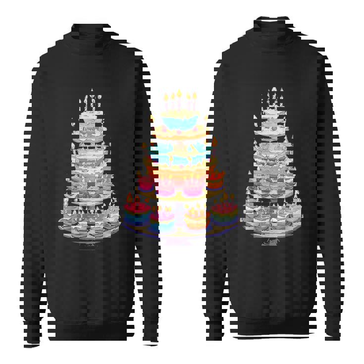 鮮やかな多層バースデーケーキ スウェットシャツ