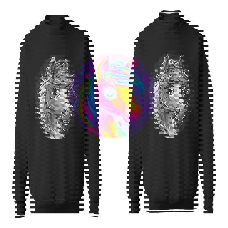鮮やかな虹色の馬の魔法の夢 スウェットシャツ