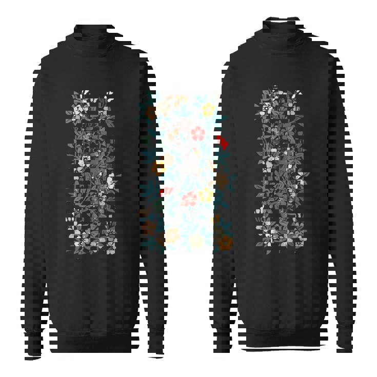 鳥 文鳥と花の模様 スウェットシャツ