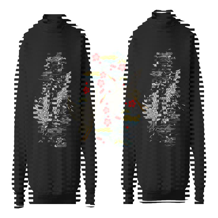 鶴&桜 ヴィンテージ日本刺繍 スウェットシャツ