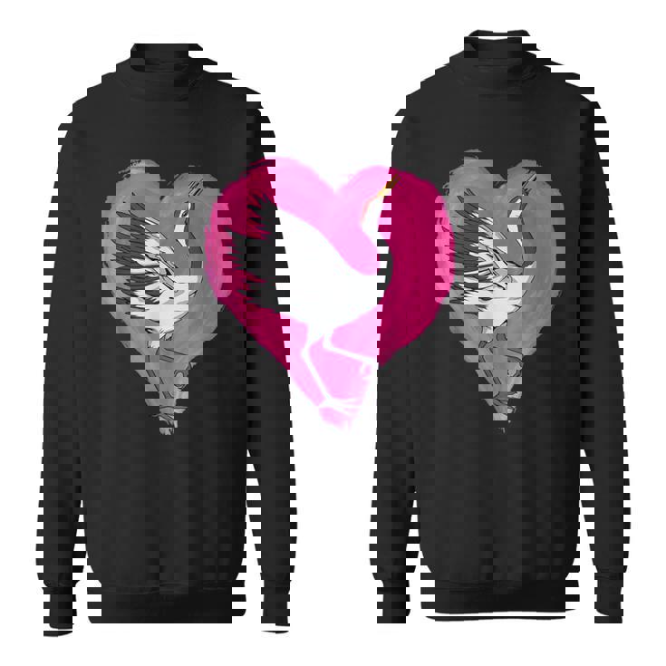 鶴 ハートデザインラブ 鶴 恋人 鶴 スウェットシャツ