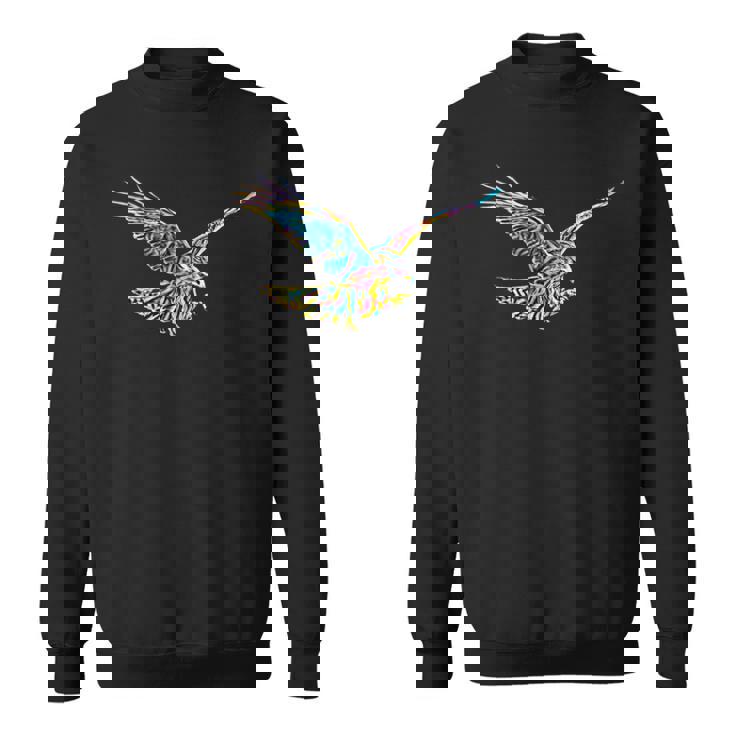 鷹モチーフ 鳥 獲物 くちばし 爪 カラフル 鳥 ハヤブサ スウェットシャツ
