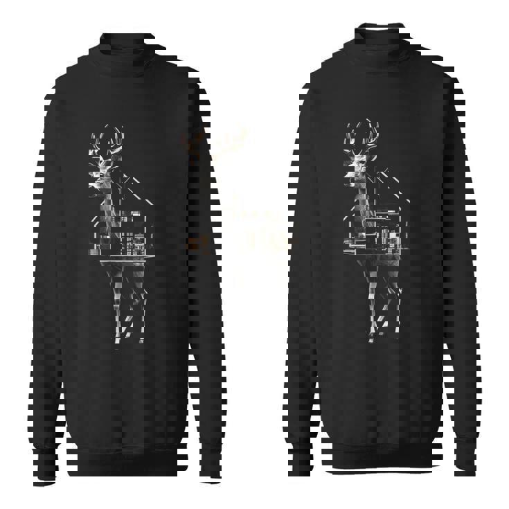 鹿 アート 図工 家 動物 イラスト グラフィック 鹿 スウェットシャツ