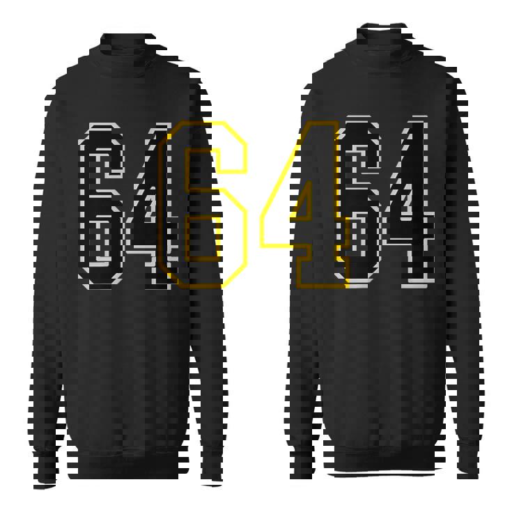 黒と黄色のカレッジスポーツスタイルの64番。 スウェットシャツ