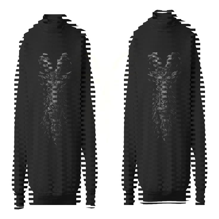 黒ヤギ フィリップ角獣の頭 ゴシックプリント スウェットシャツ