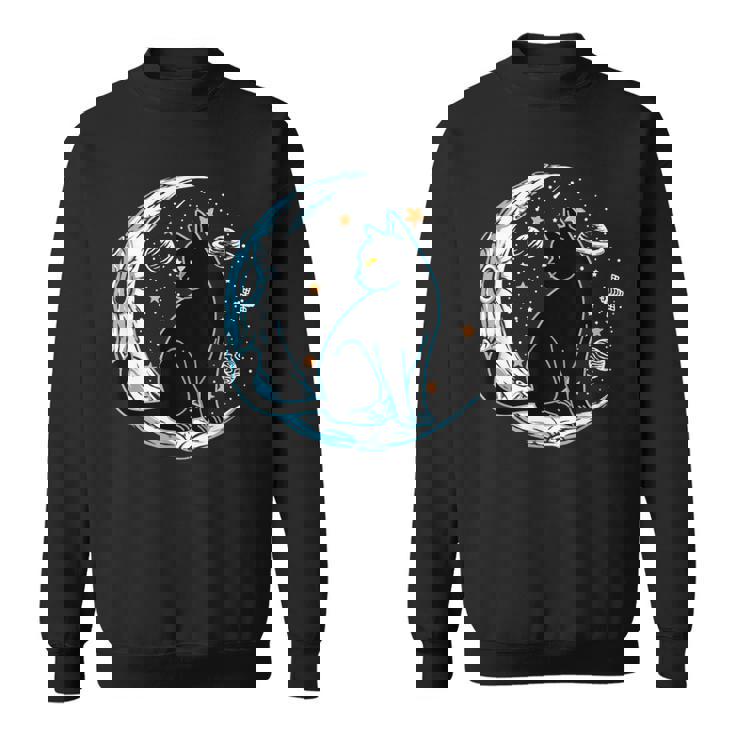 黒猫 三日月 セーラームーンフェイズ 占星術 ペット愛好家 スウェットシャツ