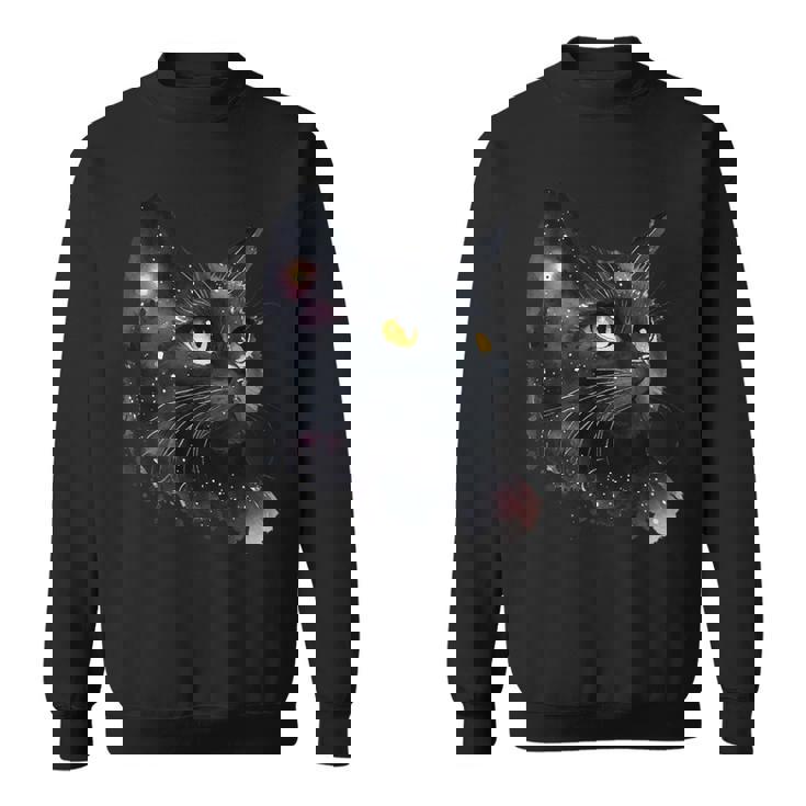 黒猫 黄色い目 猫の顔 子猫愛好家 スウェットシャツ