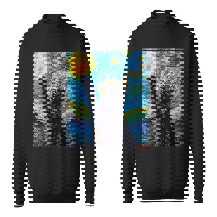 黒猫のヴィンテージアート 猫好き 猫飼い 猫 ネコ ねこくろねこ好き 面白い サプライズ ギフト にゃんこ スウェットシャツ