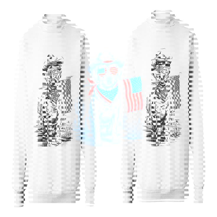 4Th Of July Patriotic Labrador Retriever Cowboy Dog Usa Flag Sweatshirt
