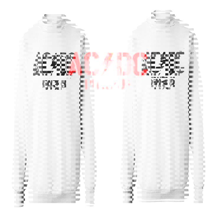 AcDcロックミュージックバンドpwrupフォトロゴ。 スウェットシャツ