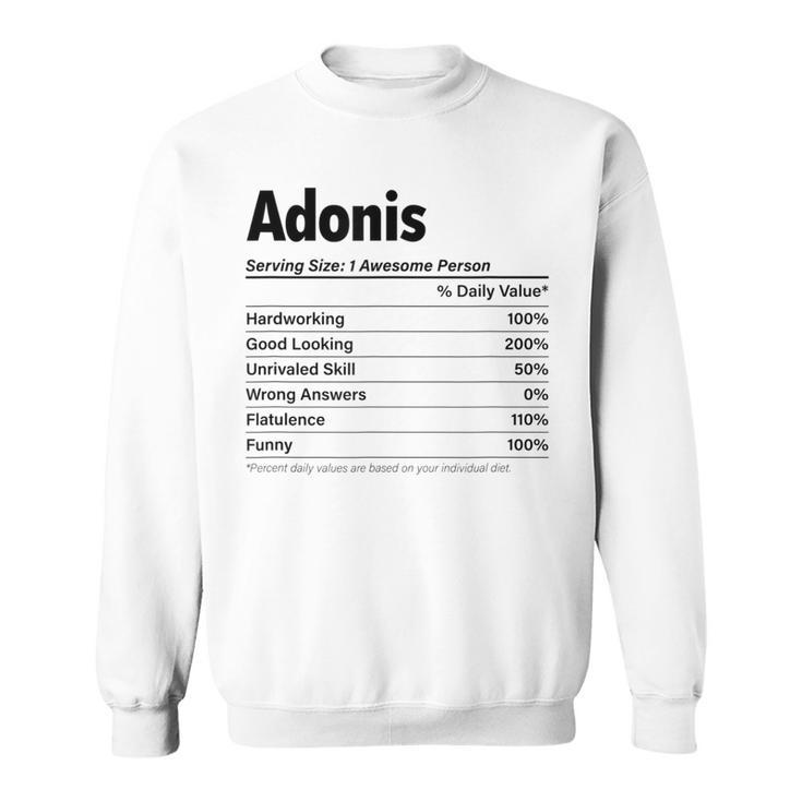 Adonis Nutrition Facts Définition De Nom Drôle Graphique Sweater e ...