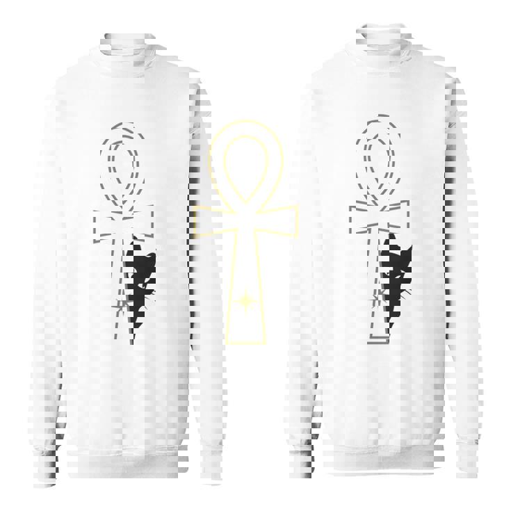 Ankh & Cat デザイン – スピリチュアル瞑想アート スウェットシャツ