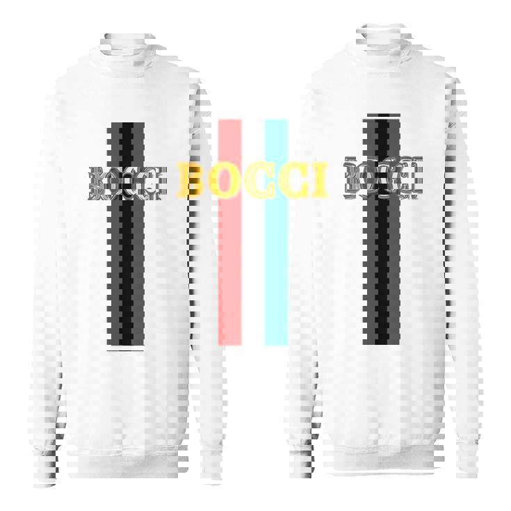 Bocci ぼっち《フェイクゴールド ロゴ》緑 赤 ライン【変なデザイン屋さん】陰キャ オタク ブランド パロディ 面白 長袖tシャツ スウェットシャツ