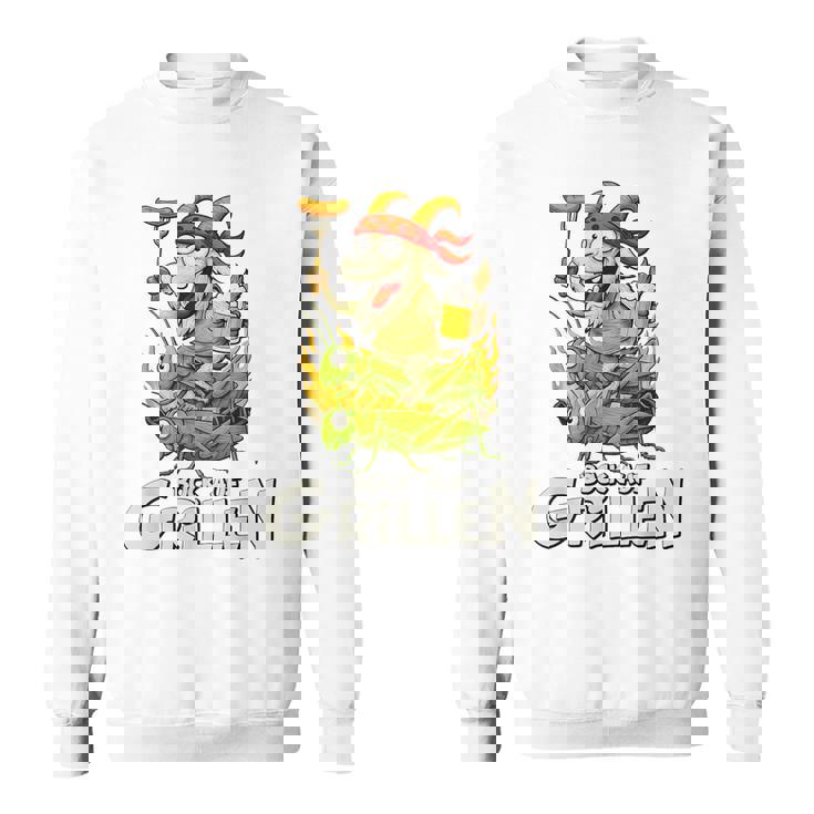 Bock Auf Grillen おもしろバーベキューアクセサリー ヤギ付きバーベキュー スウェットシャツ