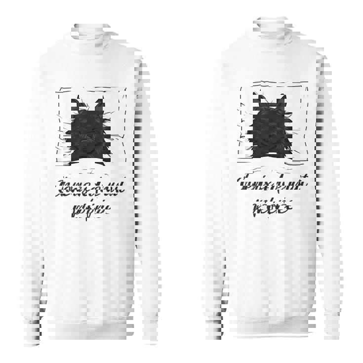 Chemise De Nuit Chat Pyjama Chat Noir T-shirt à manches longues