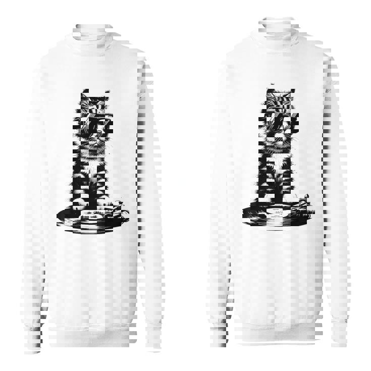 Cool Dj Cat ビニールレコード愛好家 スウェットシャツ