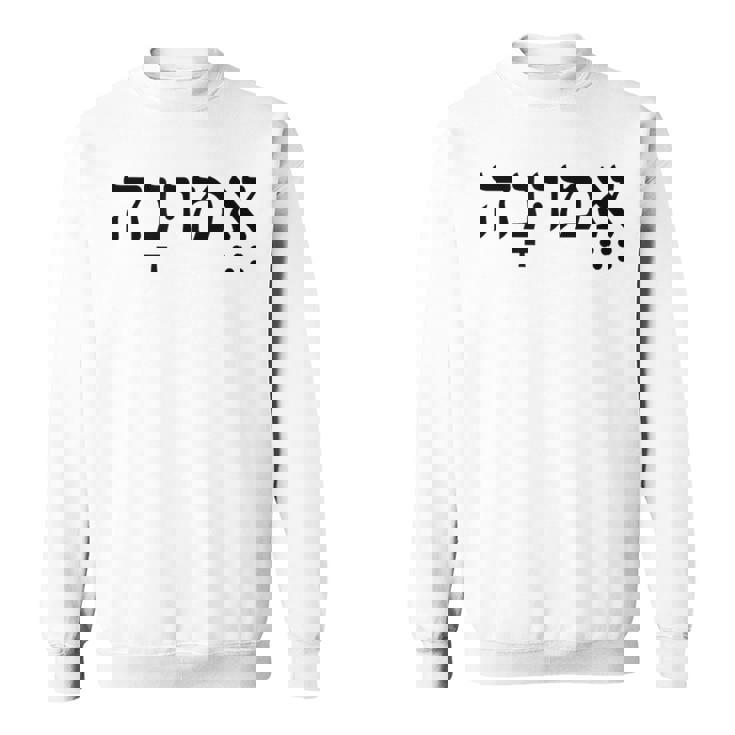 Emunah Faith ヘブライ語の言葉 ユダヤ教 ヘブライ語のルーツ メンズ、レディース スウェットシャツ