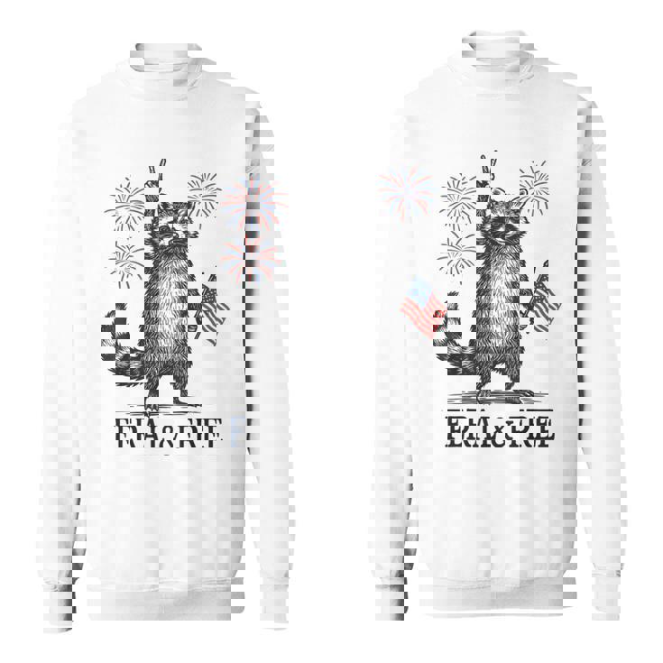 Feral And Free Raccoon Raccoon 4Th Of July Usa Flag Sweatshirt