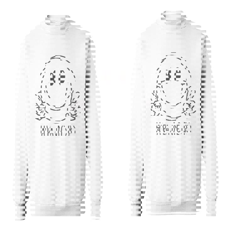 Have A Nice Day 70年代 かわいい ハッピーピース ハンドサイン スマイルフェイス スウェットシャツ