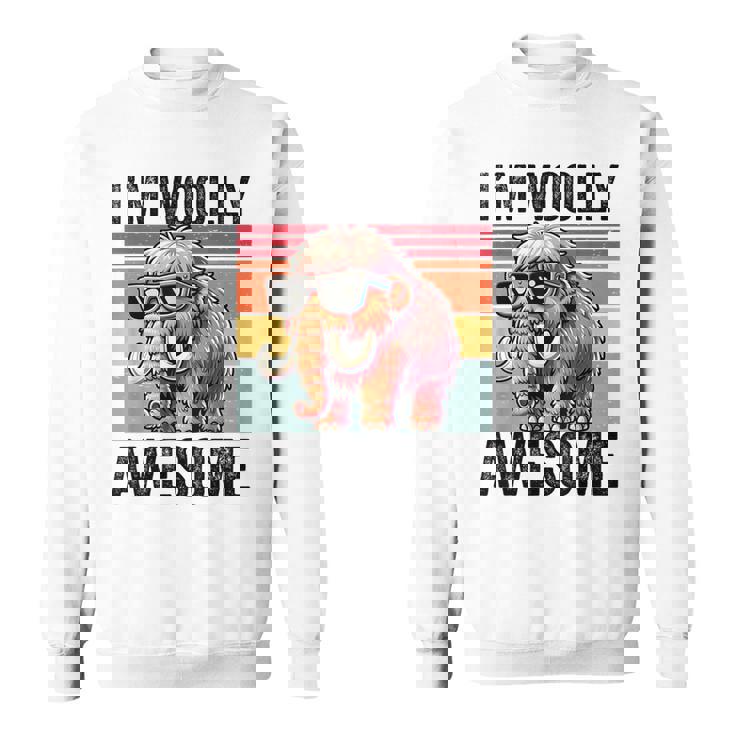I'm Woolly Awesome 面白い レトロ メンズ レディース キッズ ウーリーマンモス スウェットシャツ